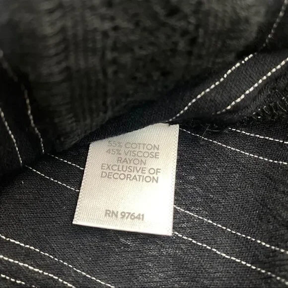 J Jill Peasant Blouse XS Black White Stripe Lace - Picture 8 of 14